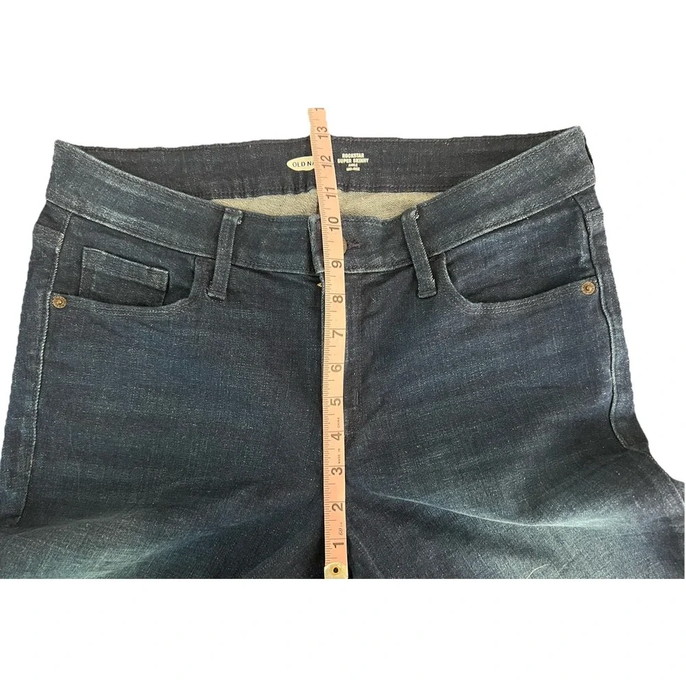 Old Navy Rockstar Super Skinny Ankle Jeans Womens 12 Mid Rise Dark Wash‎ Blue
